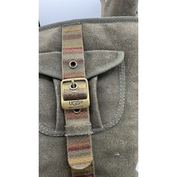 UGG Australia Retro Cargo Boots 1895 Olive Green Fur Boots Buckle Womens Size 6 - Picture 9 of 9